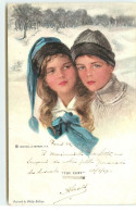 The Flirt - Couple D'enfant Portant Des Bonnets - Reinthal & Newman New York - Autres & Non Classés