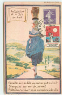 Carte Publicitaire - La Laitière Et Le Pot Au Lait - Alcool De Menthe Riclès - Werbepostkarten