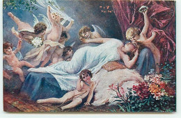 Anges - Ad Liebscher - Le Rêve De La Fiancée - Cupidon Et Anges Autour D'une Jeune Femme Allongée - Anges