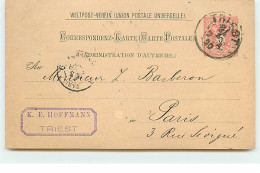 AUTRICHE - Timbres Entier Postal - Cachet K.E. Hoffmann Triest - 1890 - Andere & Zonder Classificatie