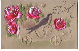 Carte En Relief - Sainte Catherine - Hirondelle Au Volant D'une Voiture Remplie De Roses - Saint-Catherine's Day