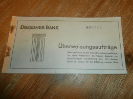 Altes Scheckheft Dresdner Bank Eupen 1941 , Mit Ca. 14 Formularen , Sparkasse , Bank !! - Historical Documents