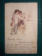 CARTE POSTALE, ART, Peinture Artistique. Amour Et Romance. Heureux Couple Partageant Du Temps Ensemble Et Profitant De L - Parejas