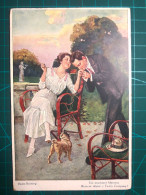 CARTE POSTALE, ART, Peinture Artistique. Amour Et Romance. Heureux Couple Partageant Du Temps Ensemble Et Profitant De L - Koppels