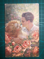 CARTE POSTALE, ART, Peinture Artistique. Amour Et Romance. Heureux Couple Partageant Du Temps Ensemble Et Profitant De L - Couples