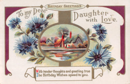 R298778 Birthday Greeting Card. Wishes To My Daughter. Flowers. Houses. National - World