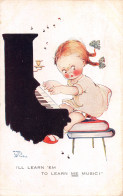 R298971 Comic Card. Girl Playing Piano. Mabel Lucie Attwell. Valentine. No. 488. - Monde