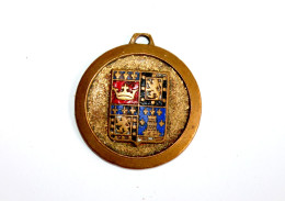 RARE MEDAILLE MILITAIRE En BRONZE EMAILLÉ, INSIGNE DECORATION GUERRE BLASON 3cm / ANTIQUE MEDAL MILITARIA (1303.17) - Frankreich