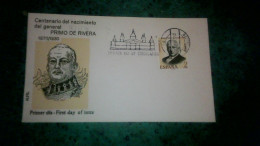 Timbre Espagne Enveloppe Premier Jour Centenario Del Nacimento Del Général Primo De Riviera Annèe 1979 - FDC