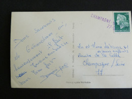 CHAMPAGNE SUR SEINE - SEINE ET MARNE - GRIFFE LINEAIRE ENCRE VIOLETTE SUR MARIANNE CHEFFER - GERARDMER VOSGES LE LAC - Manual Postmarks