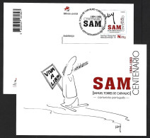 Entire Postcard From SAM 100th Years, Samuel Carvalho, Caricaturist. Danda Drawn. 'Long Live Freedom'. Karikaturist. Dan - Comics