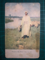 CARTE POSTALE, ART, FOLKLORE.Homme En Tenue De Berger De Moutons élevant Du Bétail. Belle Variété De Couleurs Pastel. - Vestuarios