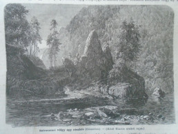 D203395  P141  Old Print - Slovakia   Sztraczenai Völgy -Gömör - Stratená,- Roznava - From A Hungarian Newspaper 1866 - Stiche & Gravuren