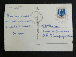 ETAGNAC - CHARENTE - CACHET ROND MANUEL SUR ARMOIRIES MONT DE MARSAN - SAINT JUNIEN HAUTE VIENNE / L'EGLISE - Manual Postmarks