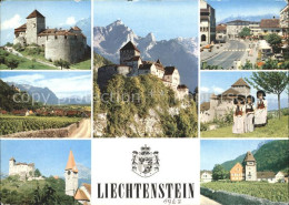 72140462 Liechtenstein  Schloss Strassenpartie Trachtenmaedchen Kirche Liechtens - Liechtenstein