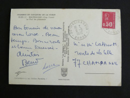 MACINAGGIO - CORSE - CACHET ROND MANUEL SUR MARIANNE BEQUET - LE PORT DE PLAISANCE - Manual Postmarks