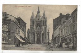 Bon-Secours (Belgique, Hainaut) : L'église Prise Au Niveau Du Magasin Patisserie Restaurant En 1910 (animé) PF. - Andere & Zonder Classificatie