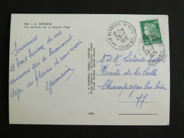 LA BERNERIE EN RETZ - LOIRE ATLANTIQUE - CACHET ROND MANUEL SUR MARIANNE CHEFFER - VUE AERIENNE GRANDE PLAGE - Manual Postmarks