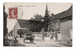 89 SENAN Eglise Et Mairie N° 339 - Edit Hamelin 1908 - Carriole Attelée - Enfants - Env Aillant Sur Tholon - Other & Unclassified