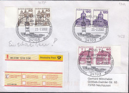 BRD  1028 + 1037 + 1141, Je Waagerechtes Paar, Auf R-Brief Mit SoSt: Kiel Leuchtturm Friedrichsort 23.2.2002 - Lettres & Documents