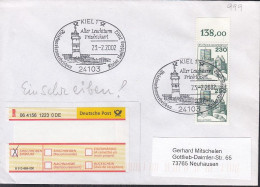 BRD  999, Senkrechtes Paar Mit OR, Auf R-Brief Mit SoSt: Kiel Leuchtturm Friedrichsort 23.2.2002 - Cartas & Documentos