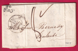 CURSIVE 64 NAY BASSES PYRENEES CAD TRYPE 12 PAU POUR TOULOUSE INDICE 14 1830 DATEUR A ROUGE AU DOS LETTRE - 1801-1848: Precursors XIX