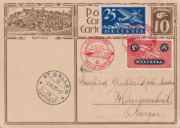 1929 Schweiz, Zeppelinpost + ST.GALLEN LUFTPOST, Ganzsache 119/013 Romont, Zum; CH F5+F8, Mi:CH 180x+183x - Eerste Vluchten