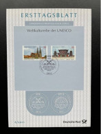 GERMANY 2011 FIRST DAY CARD UNESCO DUITSLAND DEUTSCHLAND ETB 6/2011 - Lettres & Documents