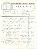1930 Facture JANIN Elie / Bâtiment / 70 Villars Le Pautel (près De Jussey) / Haute-Saône - 1900 – 1949