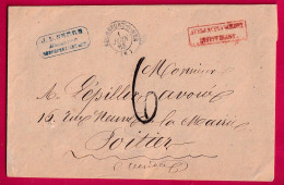 LETTRE NON AFFRANCHI TAXE TAMPON 6 AFFRANCHI INSUFF ROCHEFORT SUR MER 1863 CHARENTE INFERIEURE POUR POITIERS LETTRE - 1801-1848: Precursores XIX