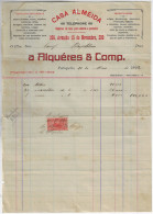 Brazil 1922 Almeida House Invoice By Alquéres & Co National Treasury Tax Stamp 300 Réis - Storia Postale