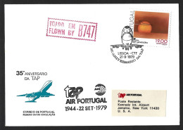 35 Years Of Tap Air Portugal. Fdc Flown To New York By Plane B747 In 1979.35 Jaar Tap Air Portugal. Fdc Werd In 1979 Met - Brieven En Documenten