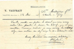 1891 PF Facture V. VAUFRAIT / Achat D'un Cheval / 70 Vaitte (Vaite) Haute-Saône - 1800 – 1899