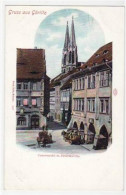 39065621 - Goerlitz / Zgorzelec Mit Apotheke Am Untermarkt Und Tuerme Der Peterskirche. Ungelaufen Um 1900 Ecken Mit Al - Görlitz