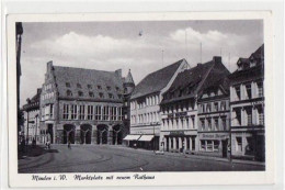 39065321 - Minden Mit Marktplatz Und Neuem Rathaus Gelaufen, Mit Marke Und Stempel Von 1956. Gute Erhaltung. - Minden