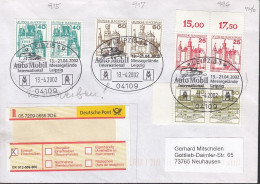 BRD  915 + 917 + 996 + 1140, Je Waagerechtes Paar Auf R-Brief Mit SoSt: Leipzig AUTO-MOBIL 13.4.2002 - Cartas & Documentos