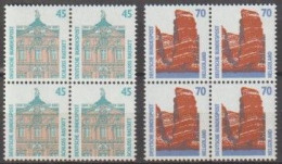 BRD, 1989, Mi.-Nr.1406-1407 ** 2 Viererblöcke Sehenswürdigkeiten (VIII) - Neufs