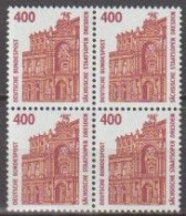 BRD, 1991, Mi.-Nr.1562 ** 1 Viererblock Sehenswürdigkeiten (XI) - Unused Stamps