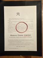 Madame Charles Simons Nee De Caritat De Peruzzis *1878 Chateau De Petersheim Lanaken +1941 Uccle Juge De Paix Wasseige - Overlijden