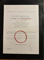 Thierry Vicomte De Spoelberch *1886 Bruxelles +1953 Chateau De Laurensart Doiceau Gastuche De Liedekerke Du Chastel De L - Obituary Notices
