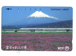 Télécarte NTT - 290-447 - Volcan Et Train - Giappone