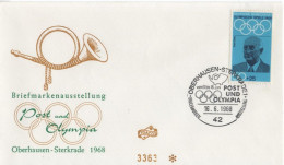 Germany Deutschland 1968 FDC Olympia Und Post Olympischen Spiele Olympic Games, Canceled In Oberhausen-Sterkrade - 1961-1970