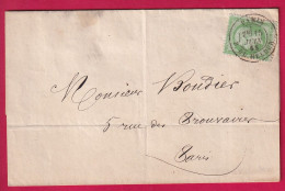 N°20 CAD TYPE 17 PARIS R DU HELDER IMPRIME LOCAL POUR PARIS 1868 LETTRE - 1849-1876: Classic Period