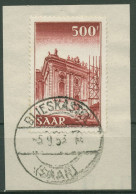 Saarland 1952 Wiederaufbau Ludwigskirche Saarbrücken 337 Auf Briefstück - Used Stamps