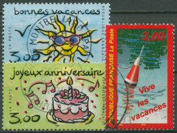 Frankreich 1999 Grußmarken Ferien Geburtstag 3383/85 Gestempelt - Oblitérés