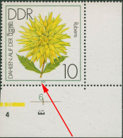 DDR 1979 Gartenbauausstellung Mit Plattenfehler 2435 I Ecke Postfrisch - Errors & Oddities