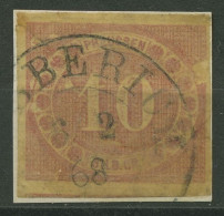 Preußen 1866, 10 Silbergroschen Für Den Innendienst 20 Gestempelt, Briefstück - Oblitérés