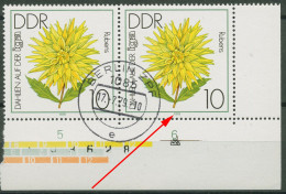 DDR 1979 Gartenbauausstellung Mit Plattenfehler 2435 I Ecke, Paar Gestempelt - Abarten Und Kuriositäten