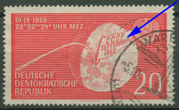 DDR 1959 Mondlandung 721 Mit Plattenfehler I Gestempelt - Variedades Y Curiosidades