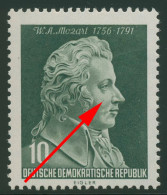 DDR 1956 Wolfgang Amadeus Mozart Mit Plattenfehler 510 I Postfrisch - Variedades Y Curiosidades